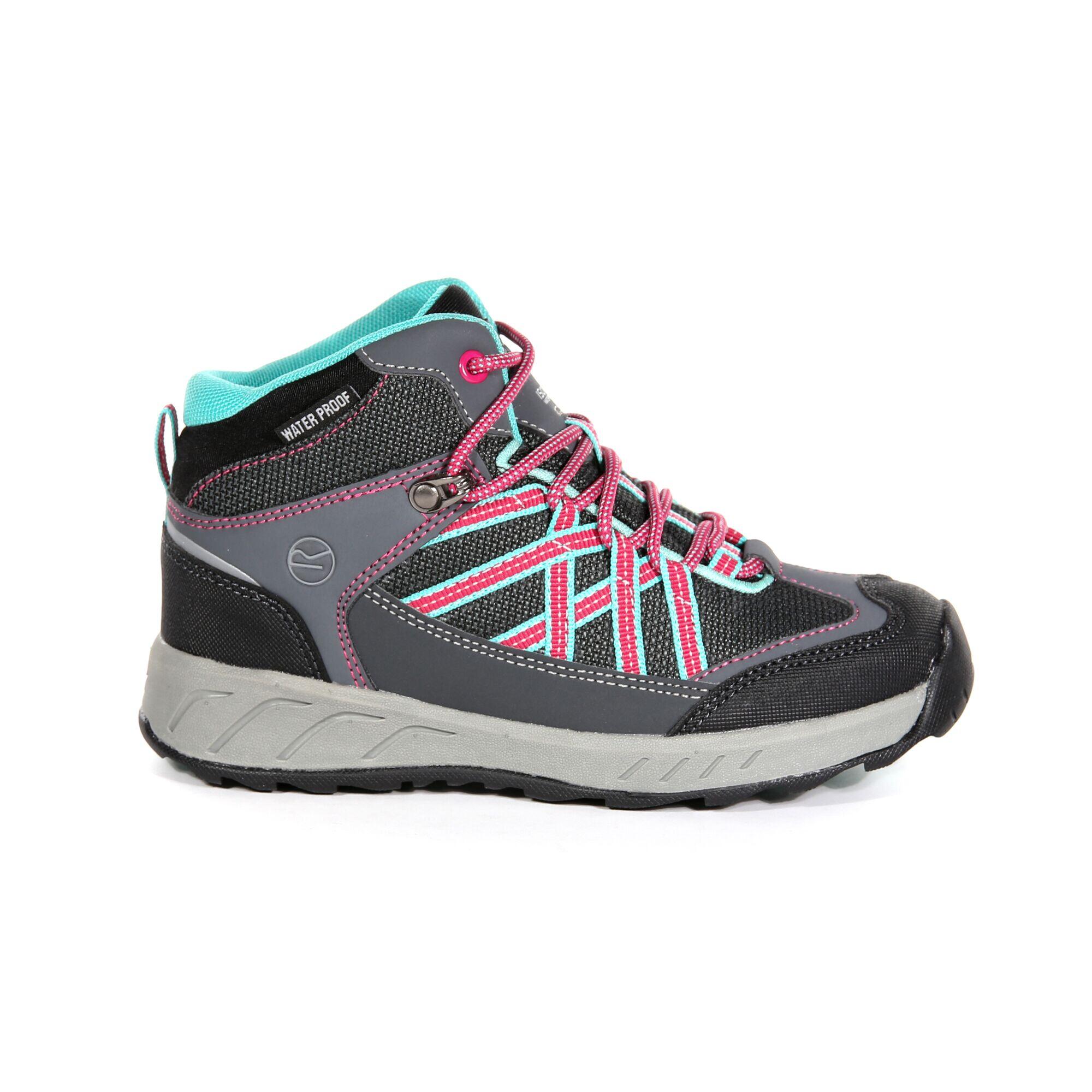 REGATTA Samaris Kids' Hiking Waterproof Mid Boots - Light Grey/Pink