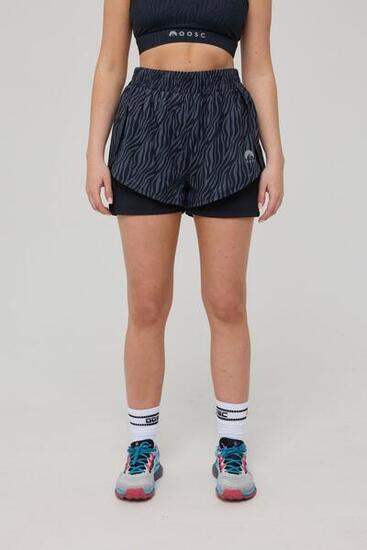 Damen Running Shorts 2-in-1 Elite Black Tiger