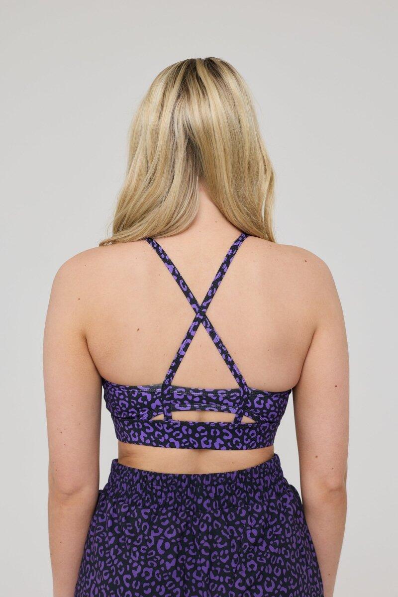 Damen Fitness Sport-BH Mittlere Stütze Infinite Purple Leopard 2/4