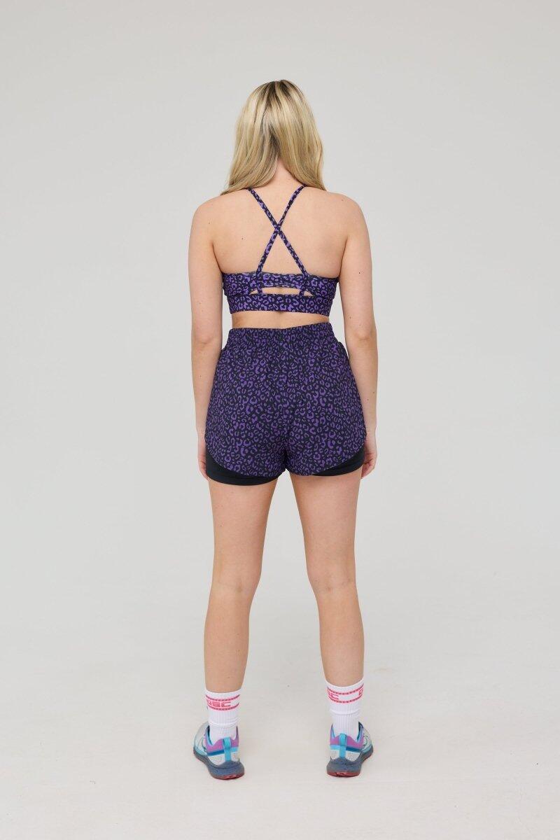 Damen Fitness Sport-BH Mittlere Stütze Infinite Purple Leopard 4/4