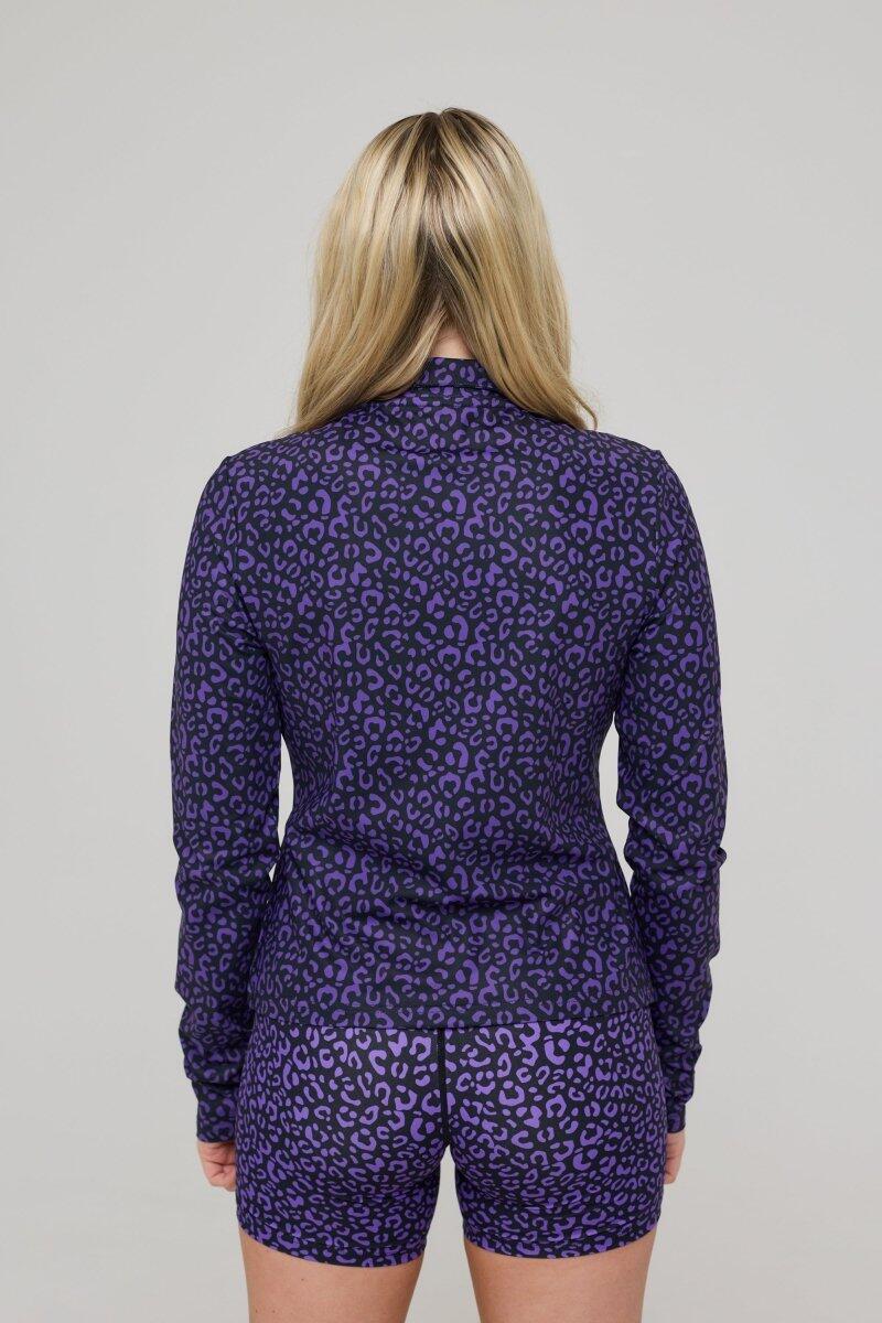 Dames Fitness Zip-Jas Crop Infinite Purple Leopard 2/4