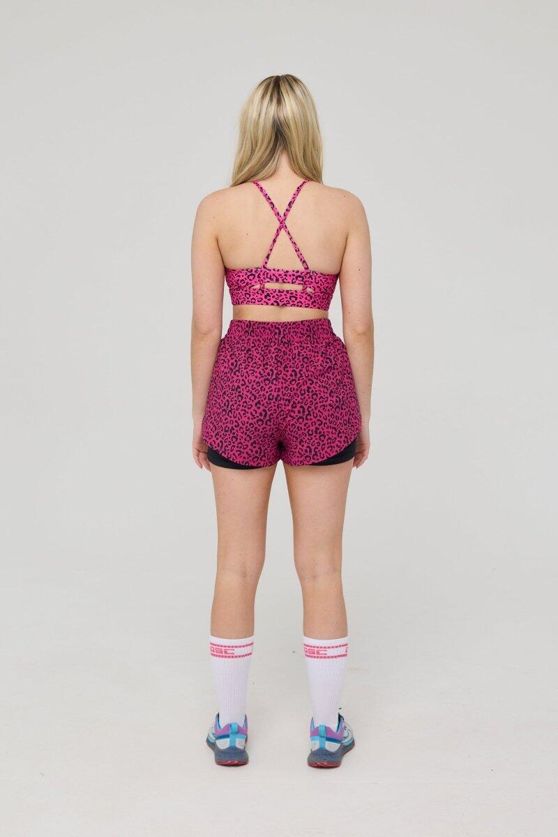 Damen Fitness Sport-BH Mittlere Stütze Infinite Pink Leopard 4/4