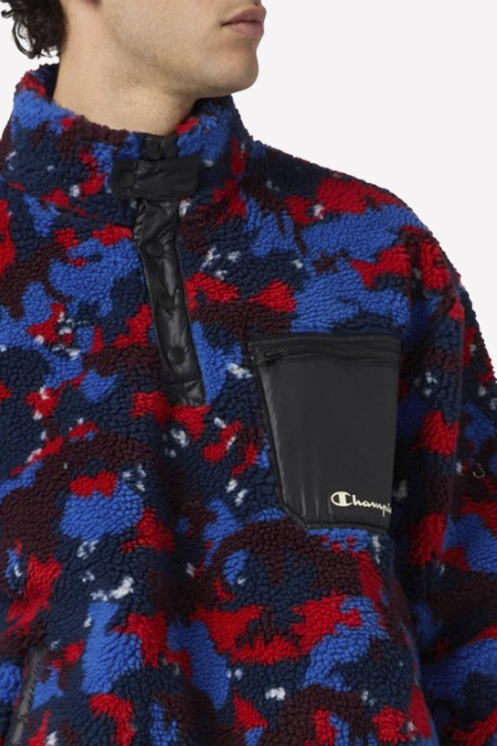 Champion Forro Polar Half Zip Top Negro/azul/rojo 3/5