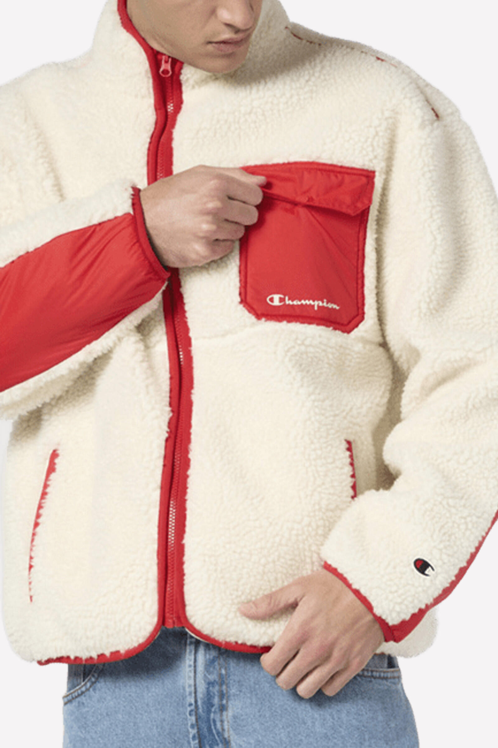 Champion Forro Polar Hooded Top Blanco/rojo 5/5