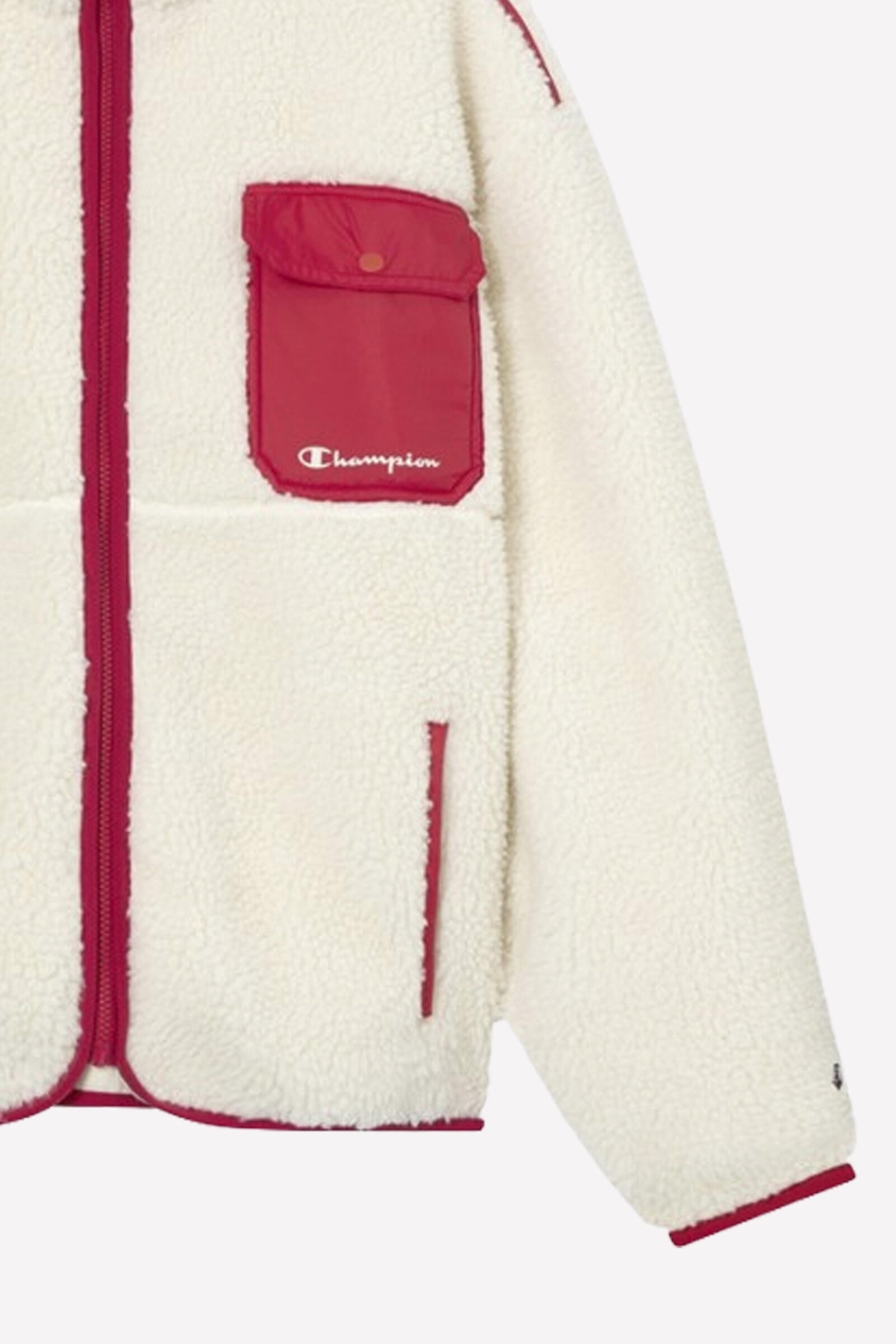Champion Forro Polar Hooded Top Blanco/rojo 4/5