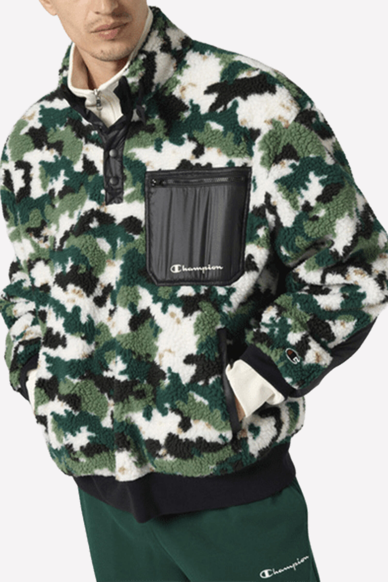 Champion Forro Polar Half Zip Top Blanco/negro/verde 4/5