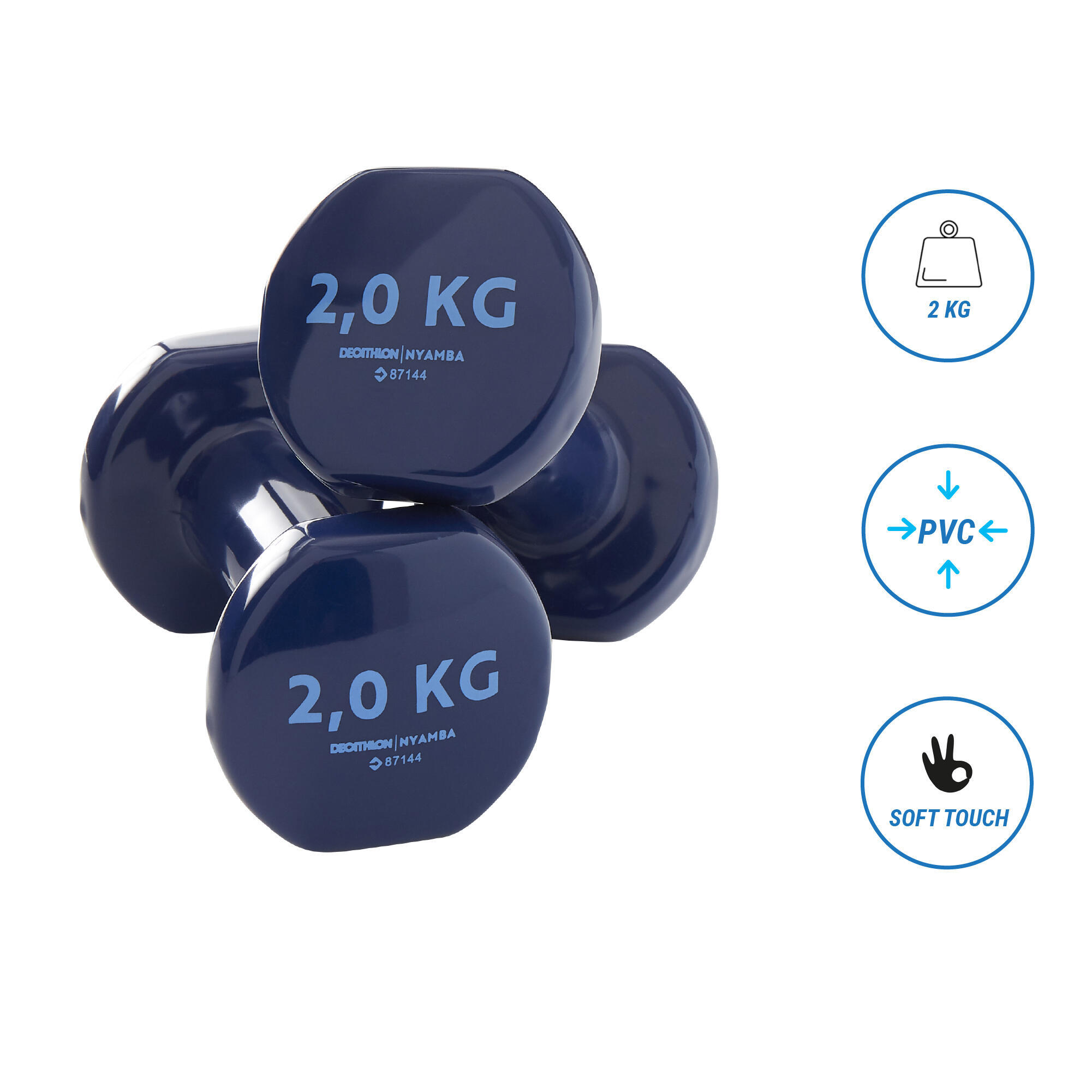 Segunda Vida - HALTERES DE FITNESS 2 KG AZUL-MARINHO x2 - Muito bom 5/5