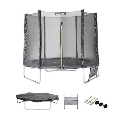 Trampoline 250 cm, vert, avec accessoires | sweeek