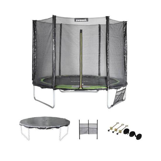 Trampoline 250 cm, vert, avec accessoires | sweeek