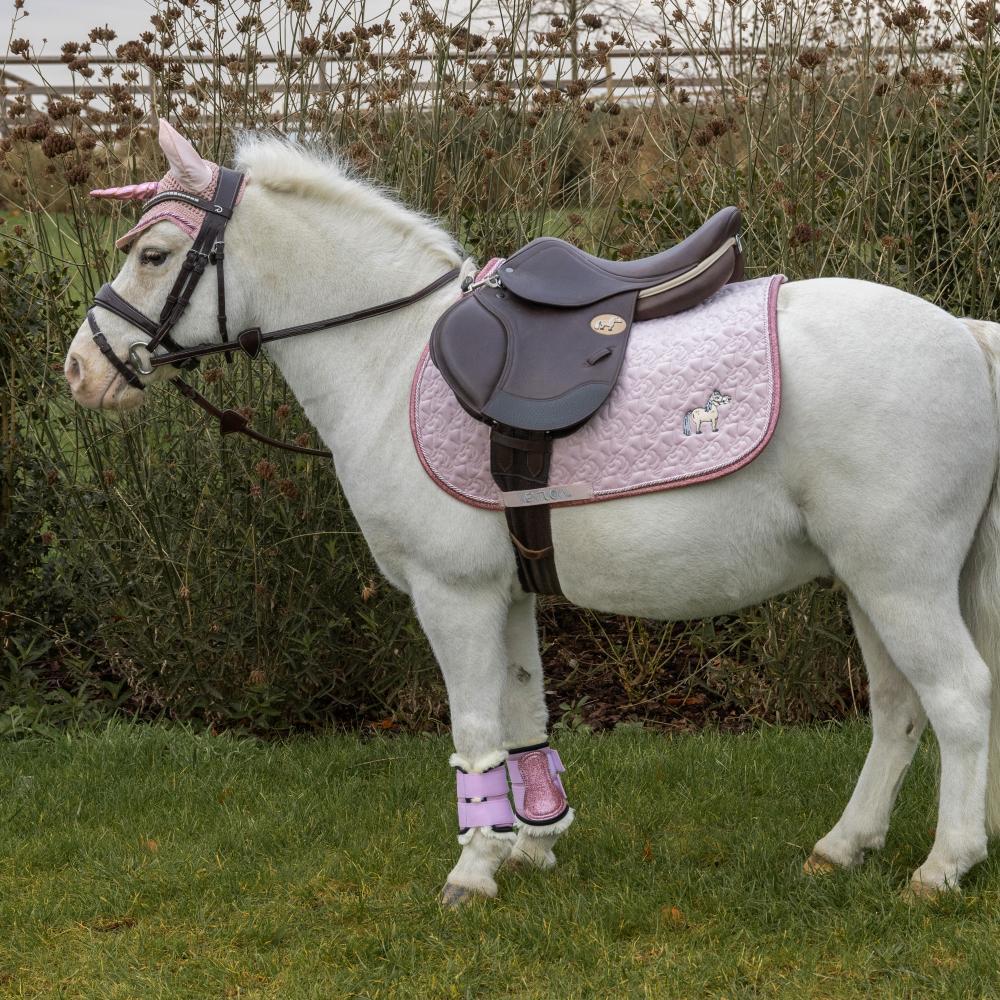 Tapis paillettes de licorne tete dressur light rose 4/5