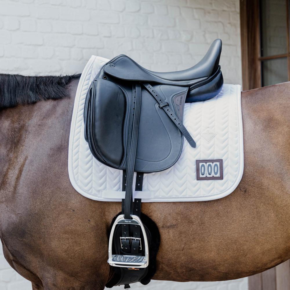 Saddle Pad fishbone competiton with 2 numbers dressage white