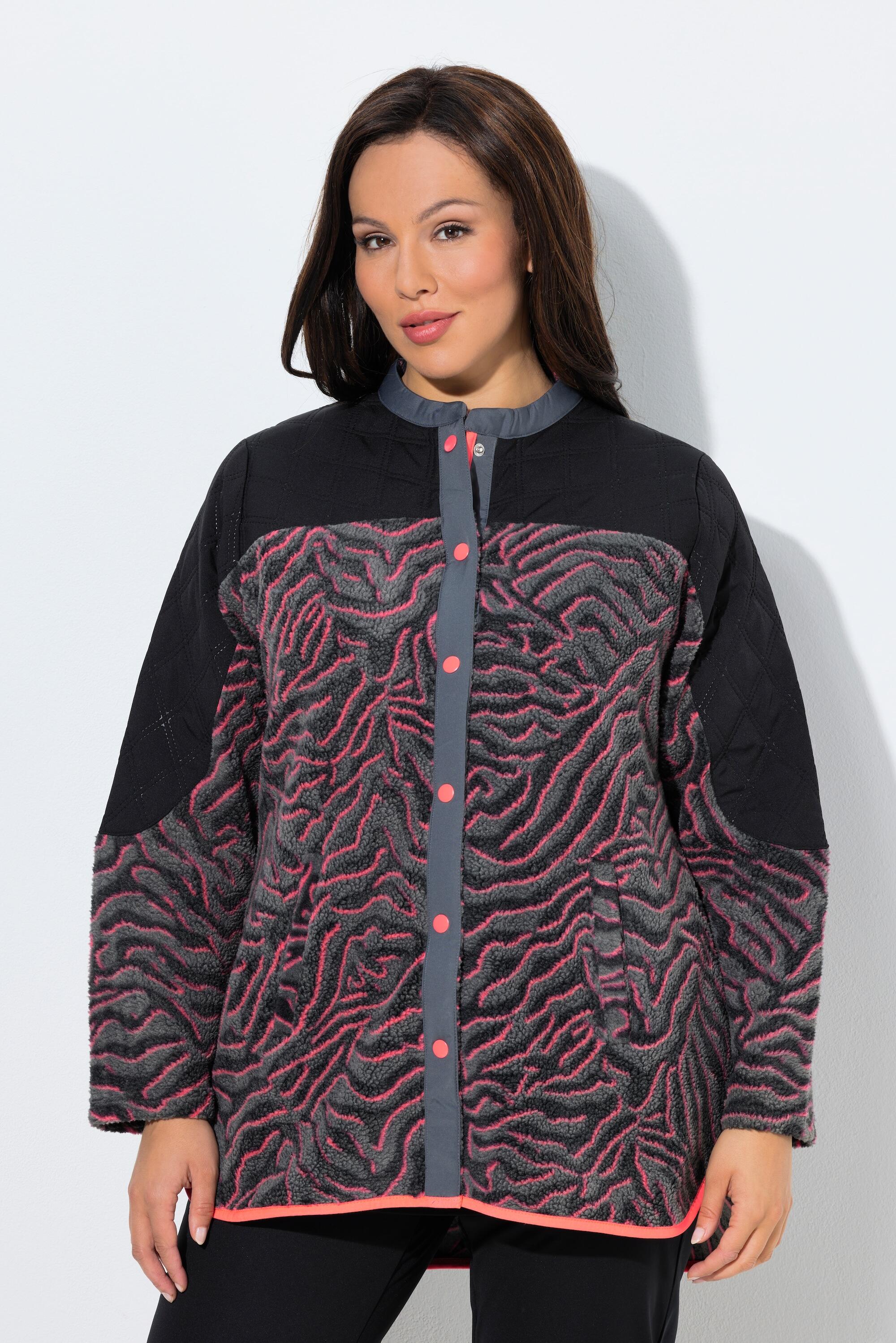 Femme Veste polaire longue à col montant manches longues et motif tigre 1/7