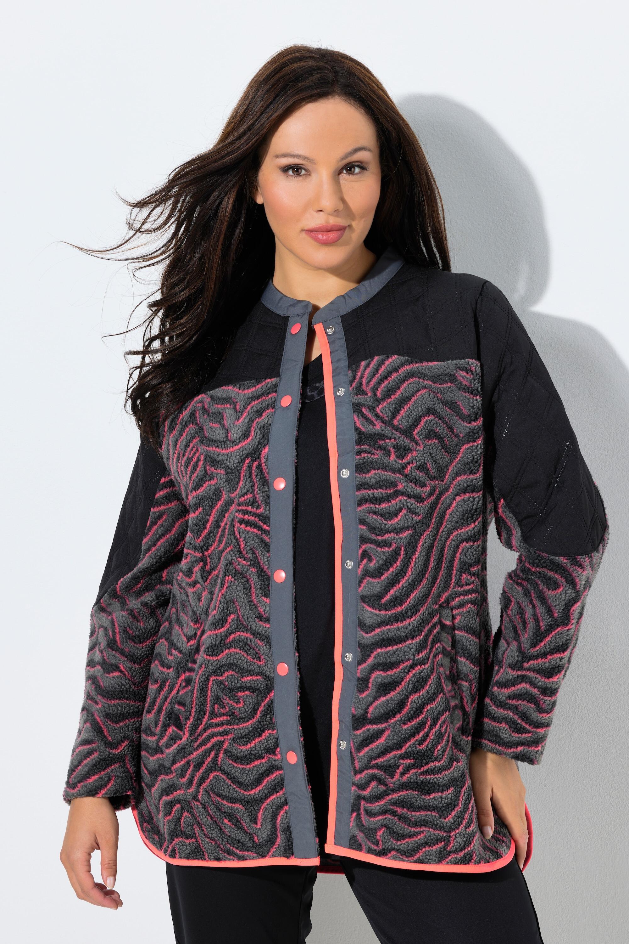 Femme Veste polaire longue à col montant manches longues et motif tigre 6/7
