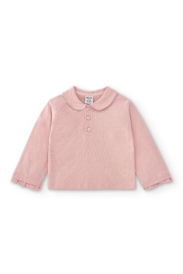 Polo de bebé niña rosa algodón