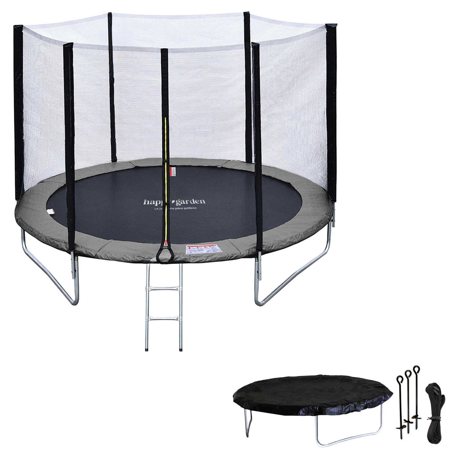 Trampoline 245cm réversible rose/gris CANBERRA + échelle, bâche et kit d'ancrage 3/7