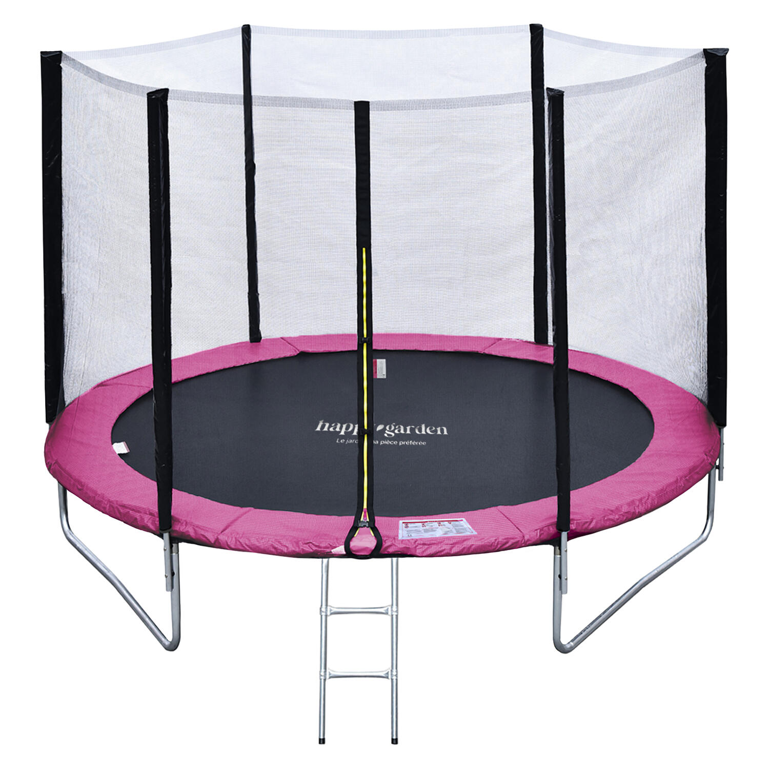 Matelas De Protection Réversible Pour Trampoline Happy Garden 245 Cm – Gris/rose, Attaches Velcro, Pour Modèle Canberra