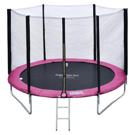Trampoline 245cm réversible rose/gris CANBERRA + échelle, bâche et kit d'ancrage