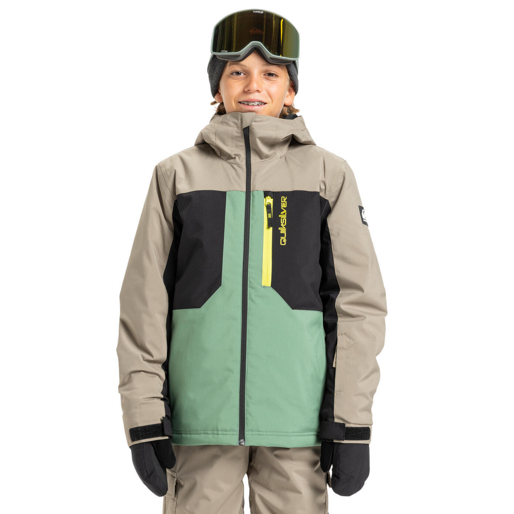 Quiksilver - Veste De Snow Technique Dawson Beige Garçon - Doudoune Synthétique - Marron|noir|vert - Decathlon