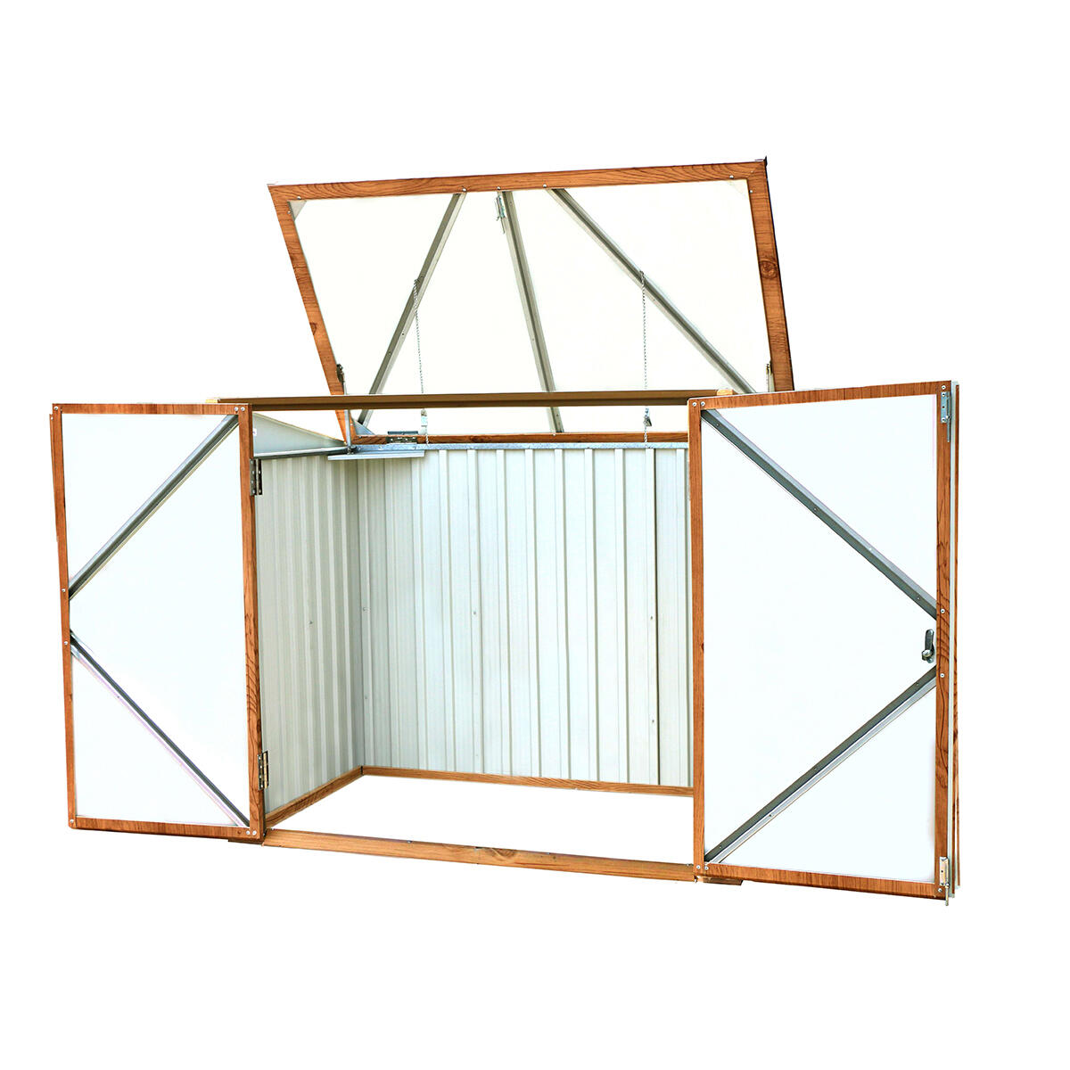 Arcón cubre cubos exterior 770 L metal imitación madera 5/5