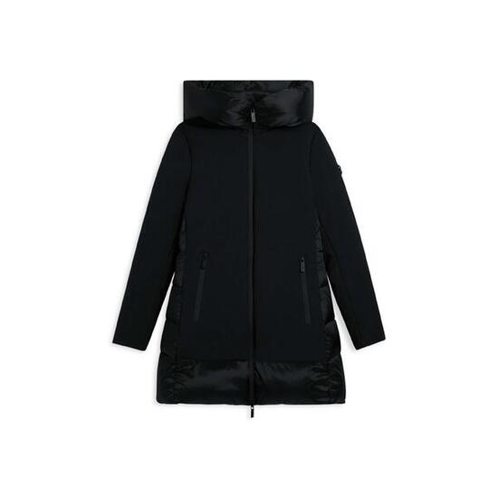 Doudoune pour femmes longue, mate et brillante, avec capuche