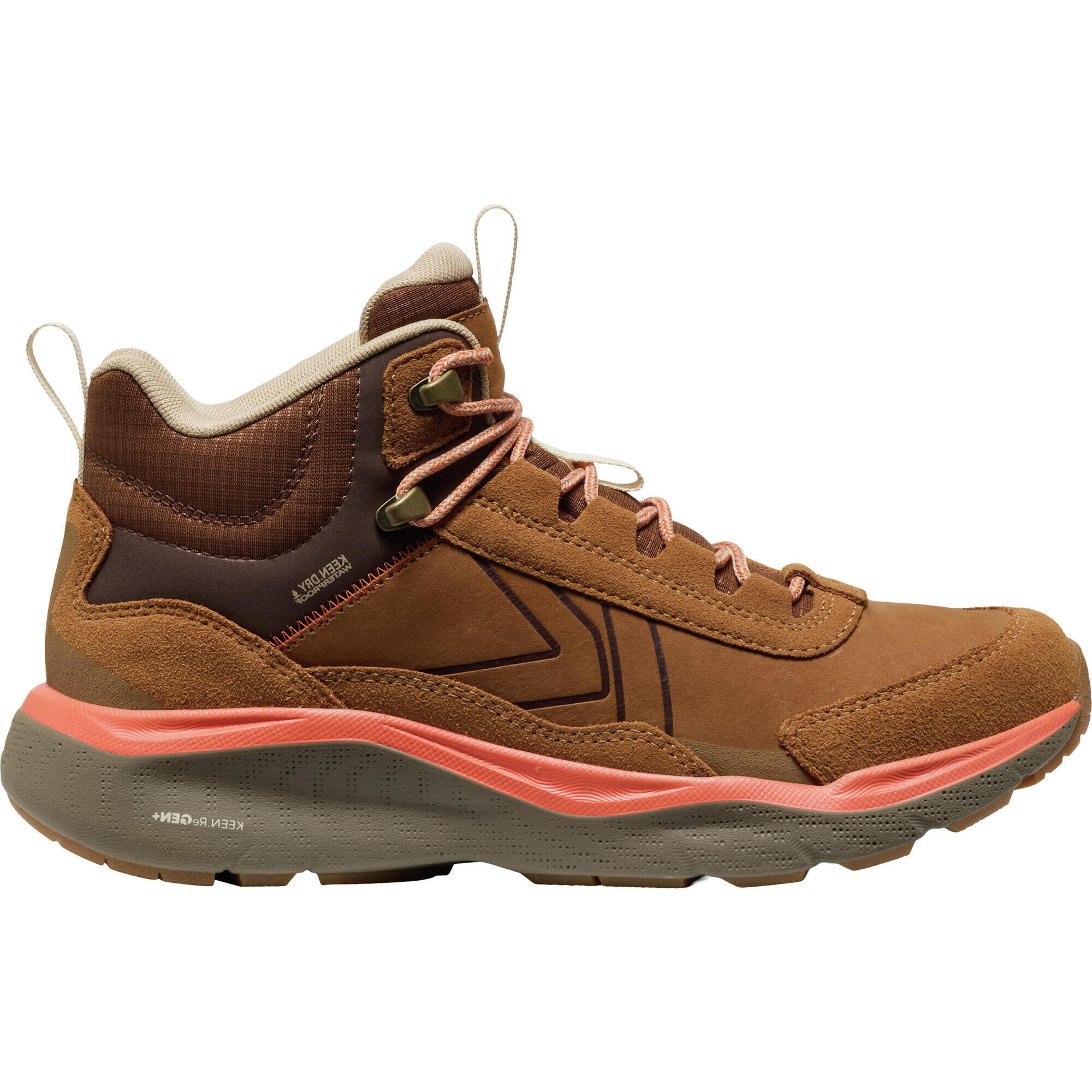 Keen - Femmes Leiki Leather Mid Wp Avec Chipmunk/bison - Chaussure D'Approche - Marron|ocre - Decathlon