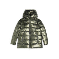 Doudoune pour femmes brillante avec capuche protectrice et cordon