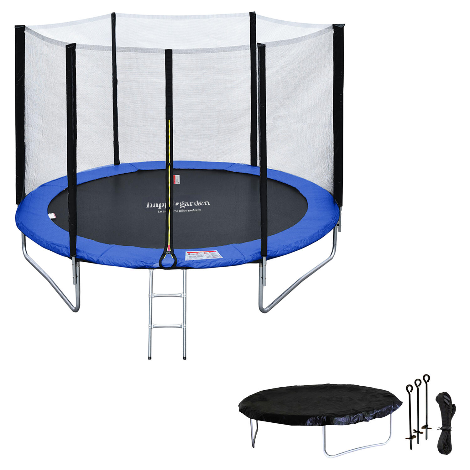 Trampoline 245cm réversible vert/bleu CANBERRA + échelle, bâche et kit d'ancrage 2/7