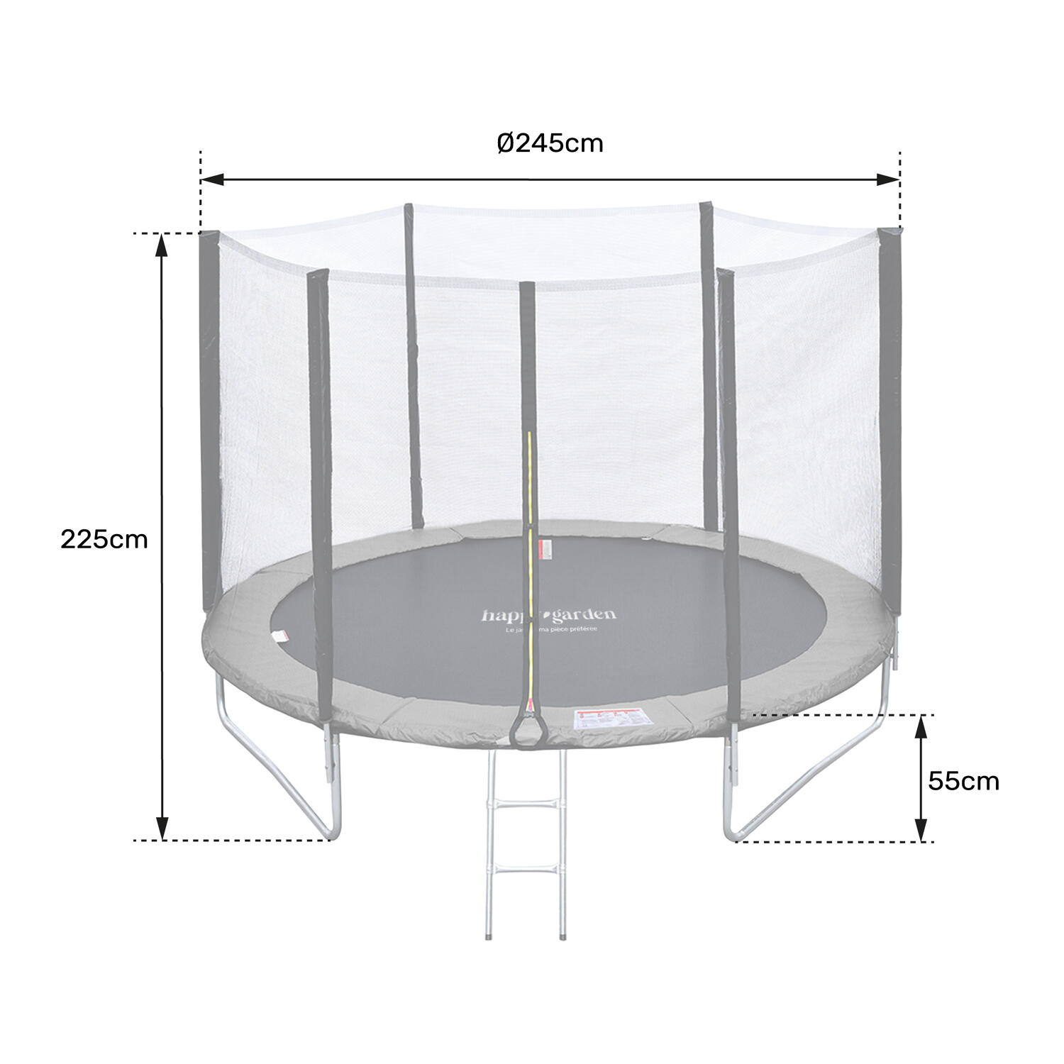 Trampoline 245cm réversible gris/rose CANBERRA + échelle, bâche et kit d'ancrage 7/7