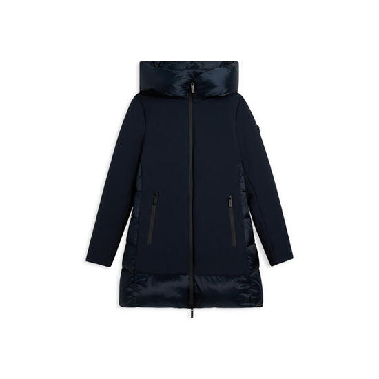 Doudoune pour femmes longue, mate et brillante, avec capuche