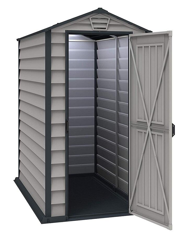 Caseta jardín Evermore 4×6 PVC gris claro/oscuro 3/7