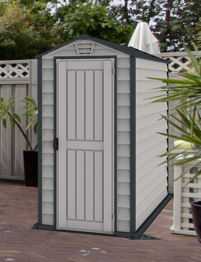 Caseta jardín Evermore 4×6 PVC gris claro/oscuro 5/7