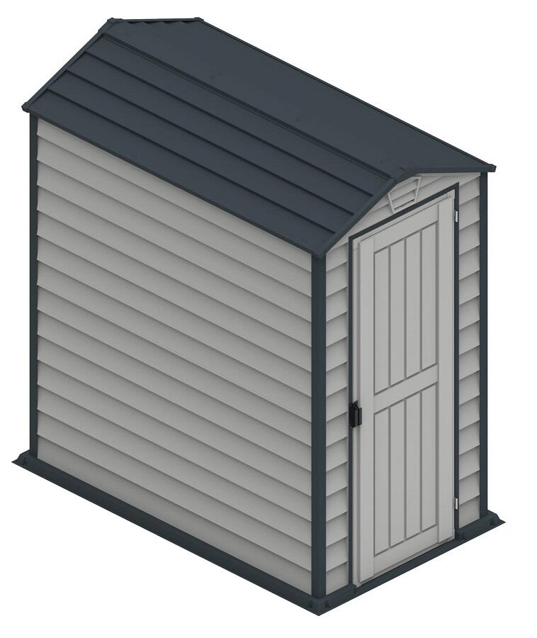Caseta jardín Evermore 4×6 PVC gris claro/oscuro 4/7