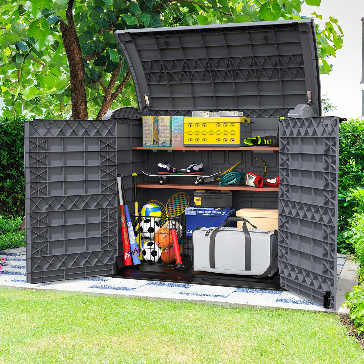 Arcón cubre cubos exterior 1200 L PVC gris antracita 3/7