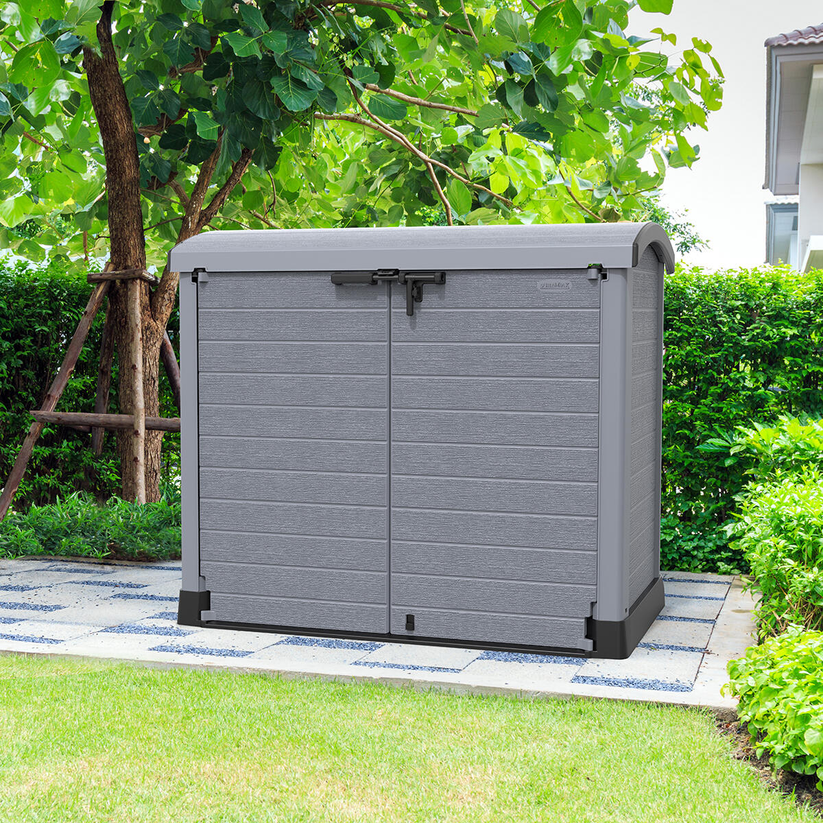 Arcón cubre cubos exterior 1200 L PVC gris antracita 2/7