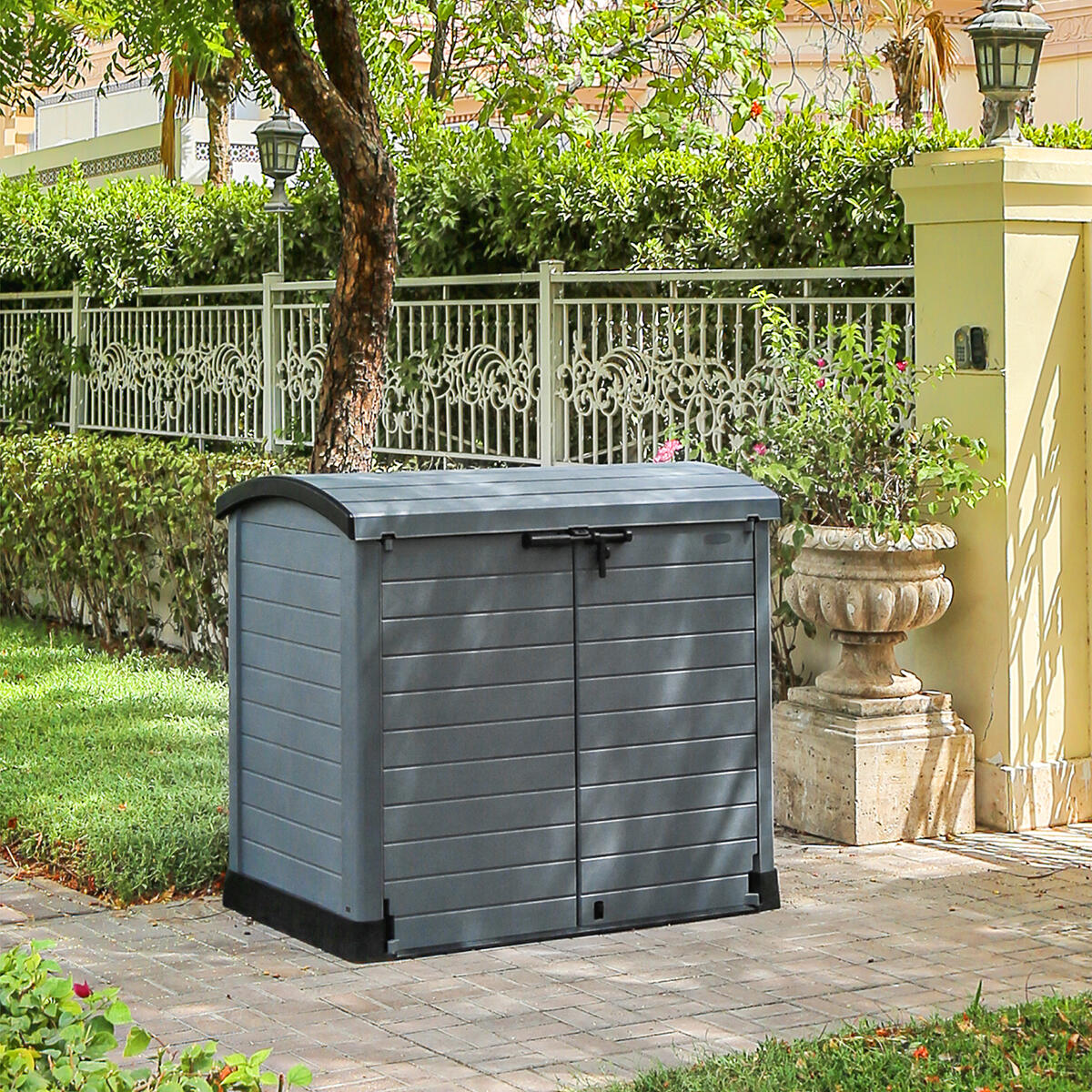 Arcón cubre cubos exterior 1200 L PVC gris antracita 7/7