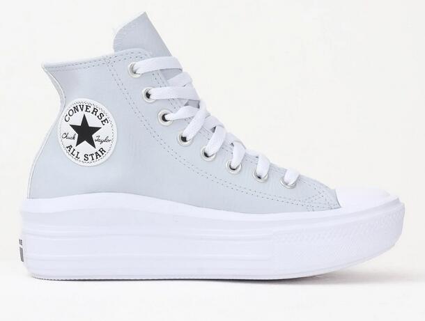 Scarpe donna converse chuck taylor all star move platform leather - grigio 3/5