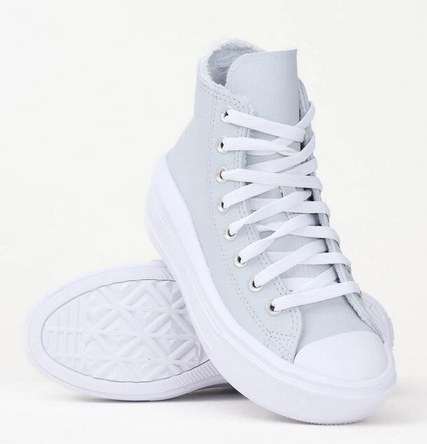 Scarpe donna converse chuck taylor all star move platform leather - grigio 4/5