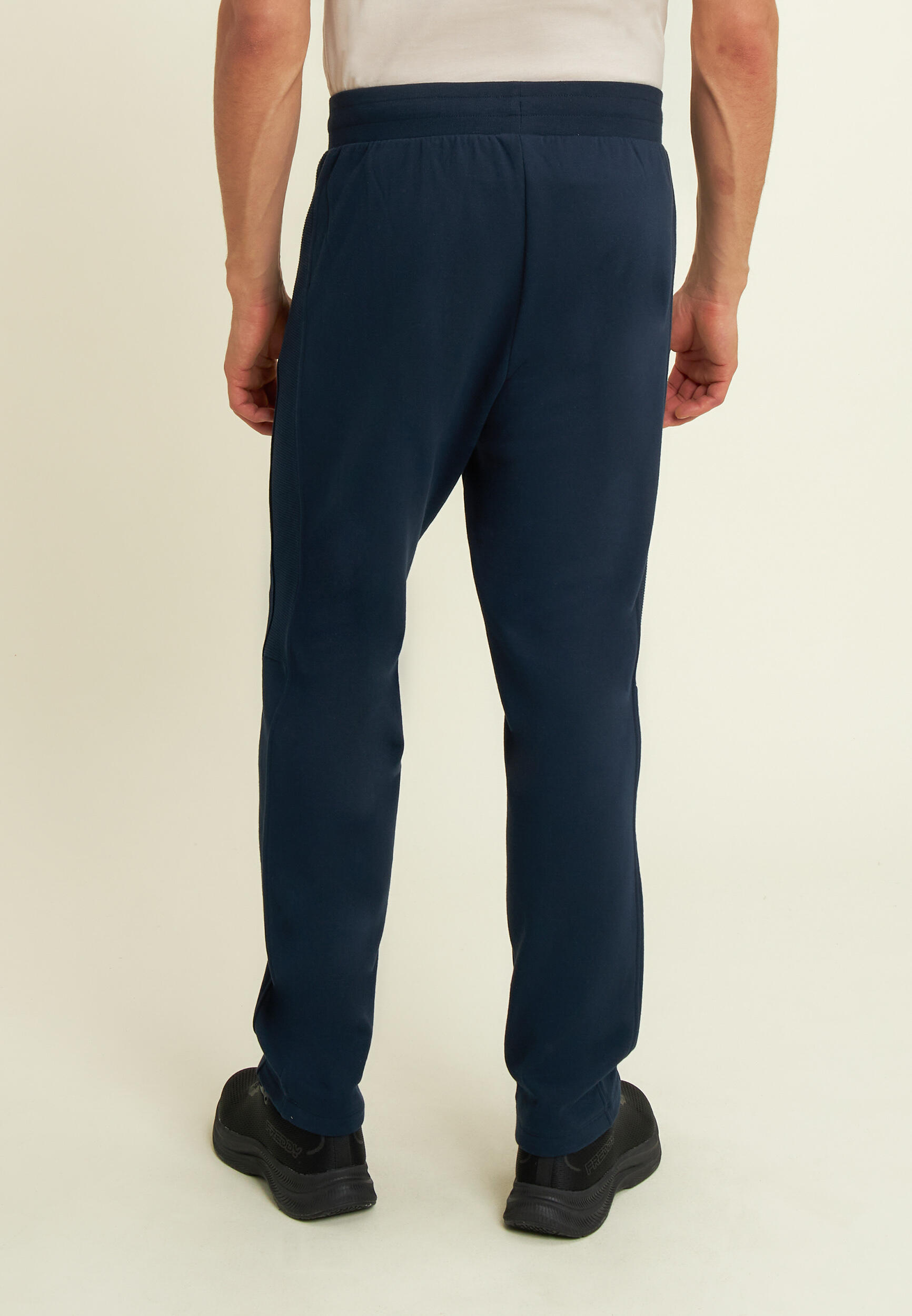 Pantaloni in felpa con inserti rigati 3/4