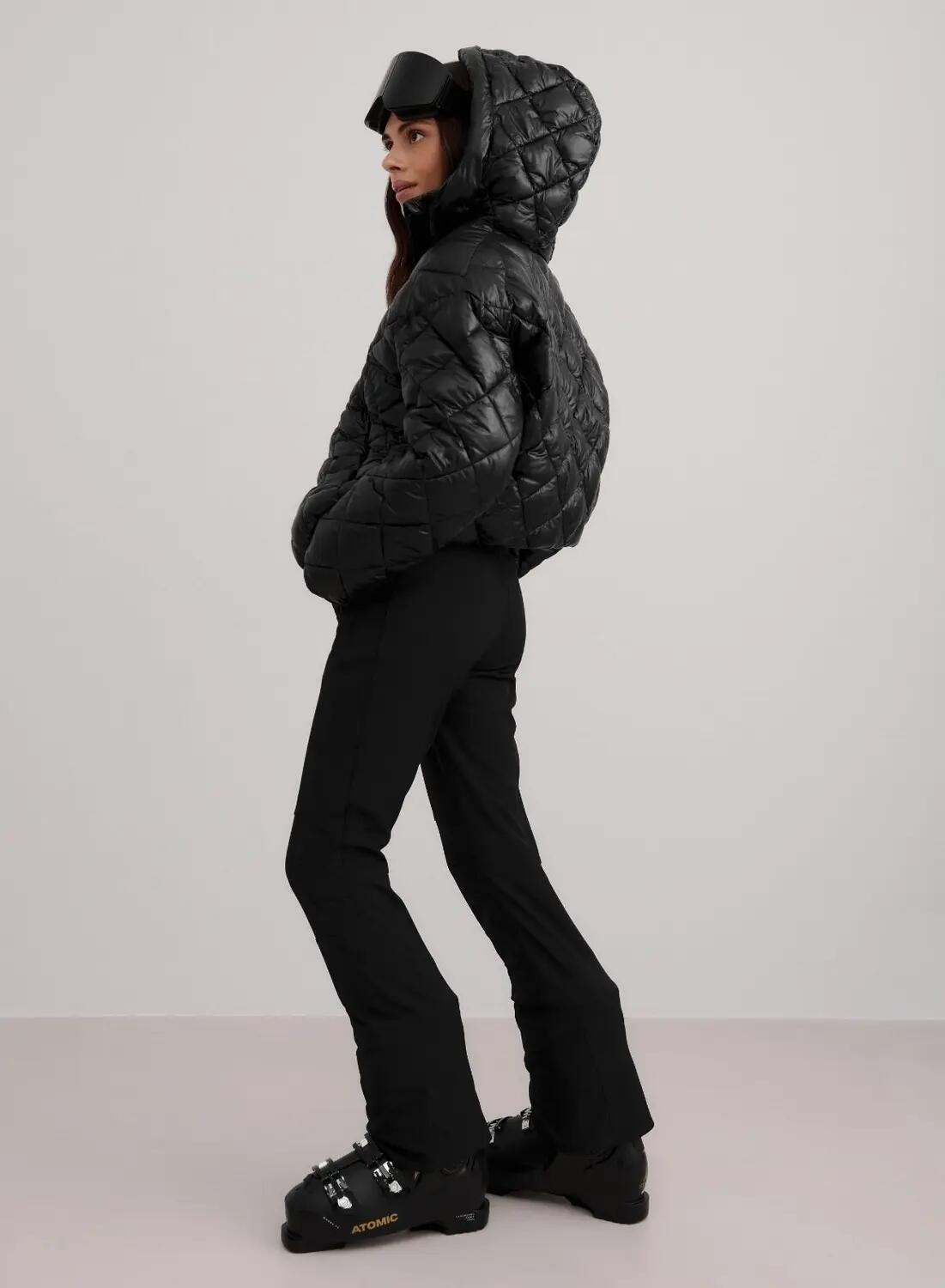 Damski anorak ocieplany, pikowany w romby, regulowany kaptur Luxe czarny połysk 2/7