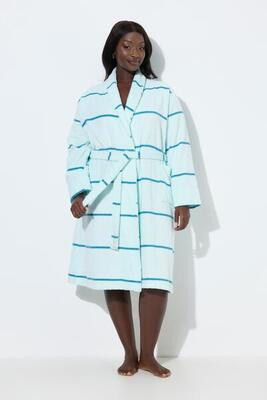 Dames badjas strepen sjaalkraag lange mouwen badstof