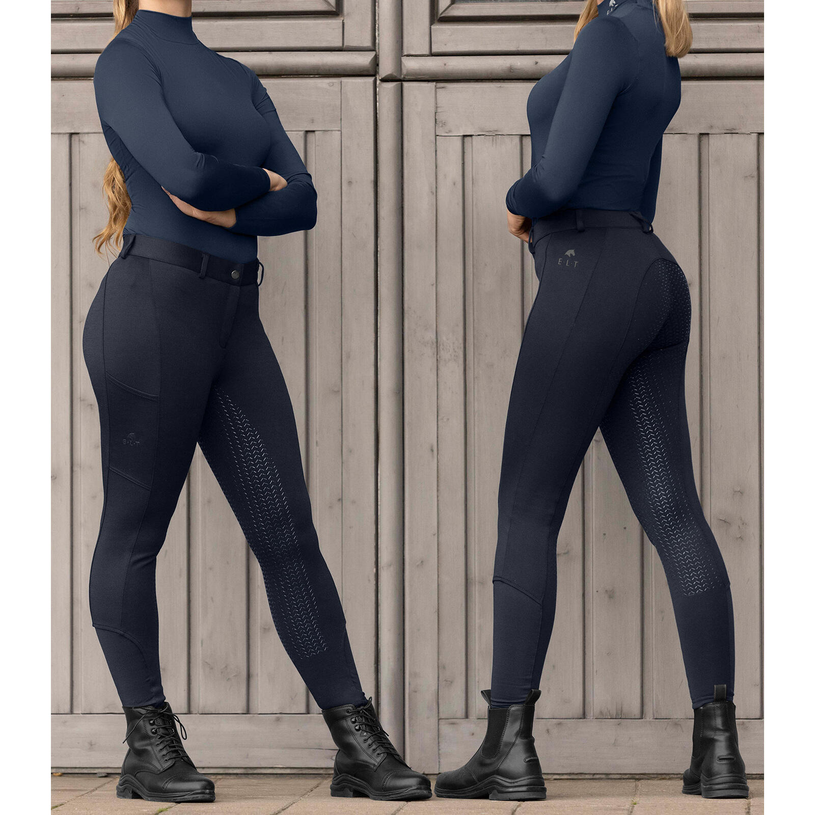 Pantaloni da equitazione full grip termici per ragazza ELT Essential Silikon 3/3