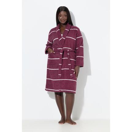 Damskie Szlafrok paski szalowy kołnierz długi rękaw frotte