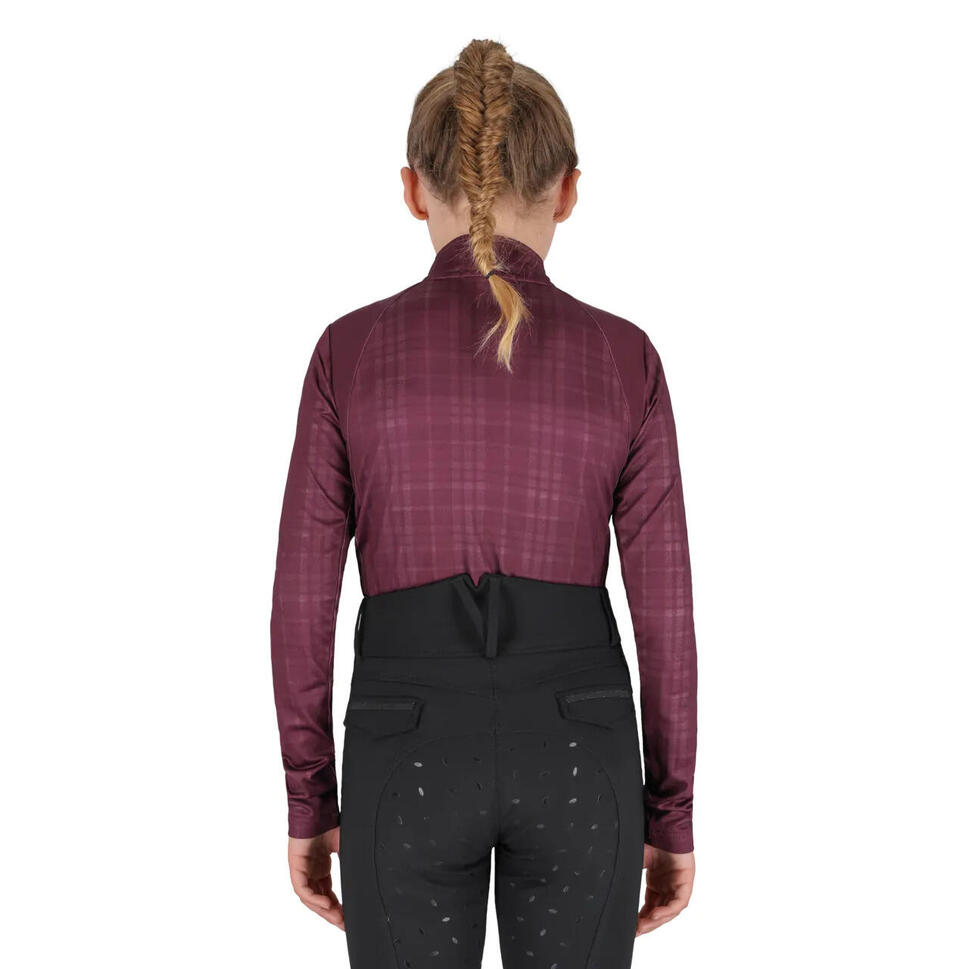 Dziewczęca koszulka polo z długim rękawem do jazdy konnej QHP Zahra