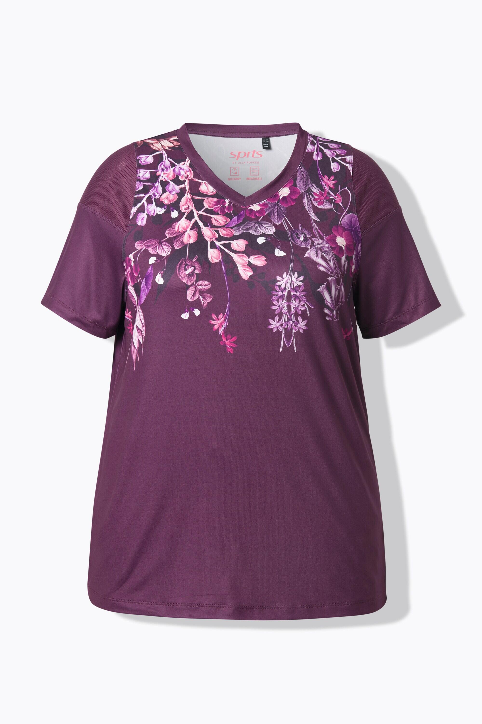 Femme T-shirt technique à manches courtes et col en V empiècements en mesh 6/6