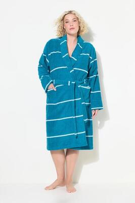 Dames badjas strepen sjaalkraag lange mouwen badstof