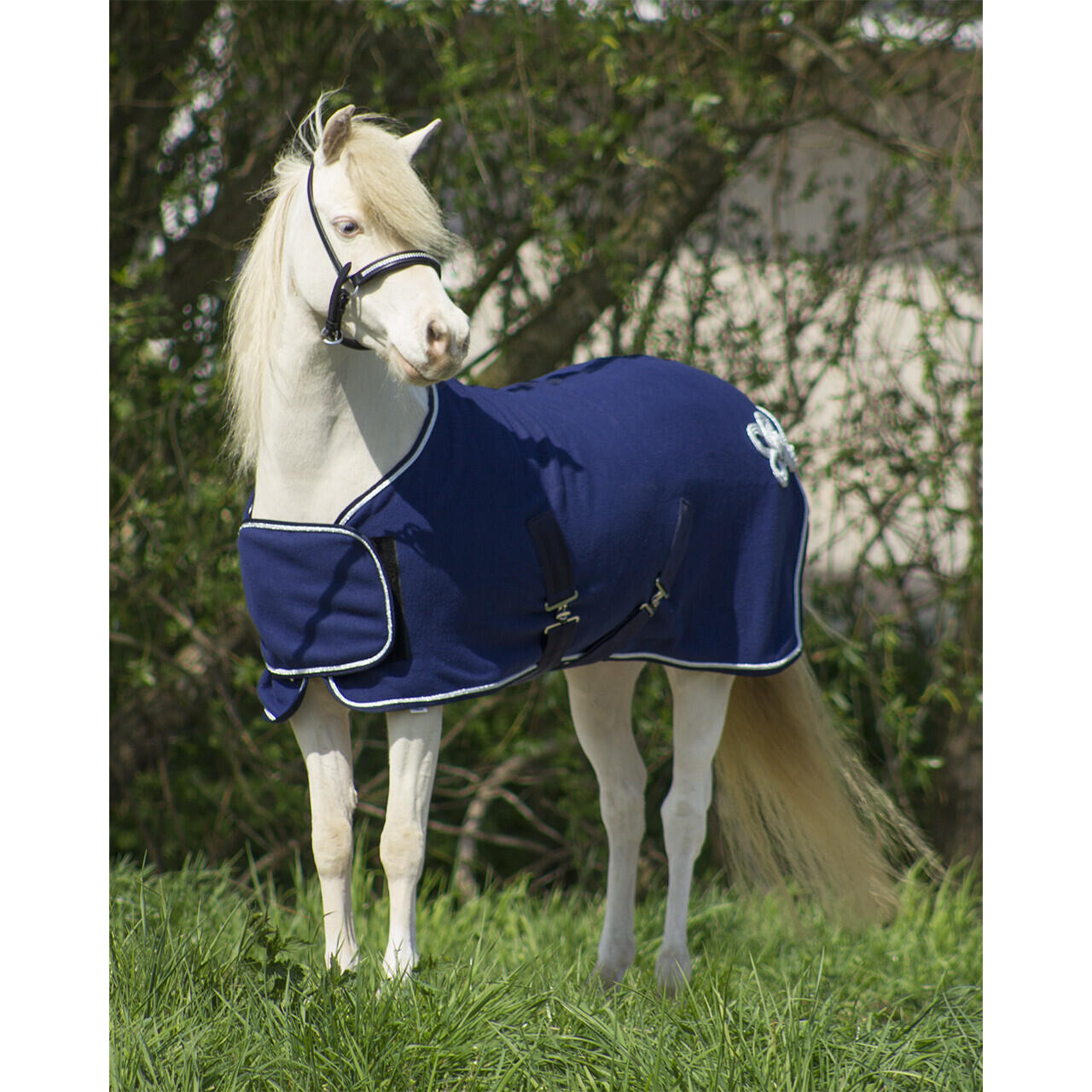 Qhp - Couverture Polaire Pour Falabella Qhp Ornament - Chemise Cheval - Bleu|gris - 100 Cm - Decathlon