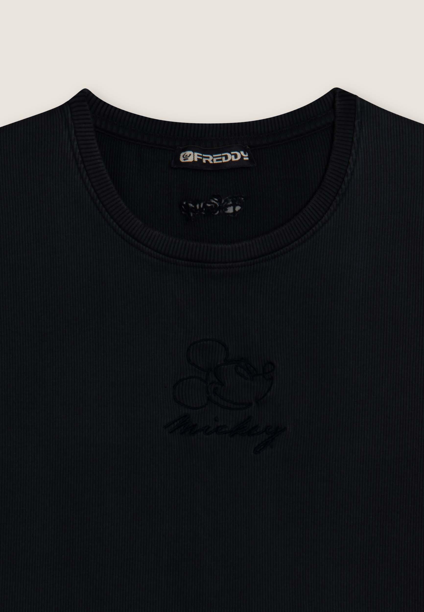 T-shirt cropped da donna in costina con ricami Disney 3/3
