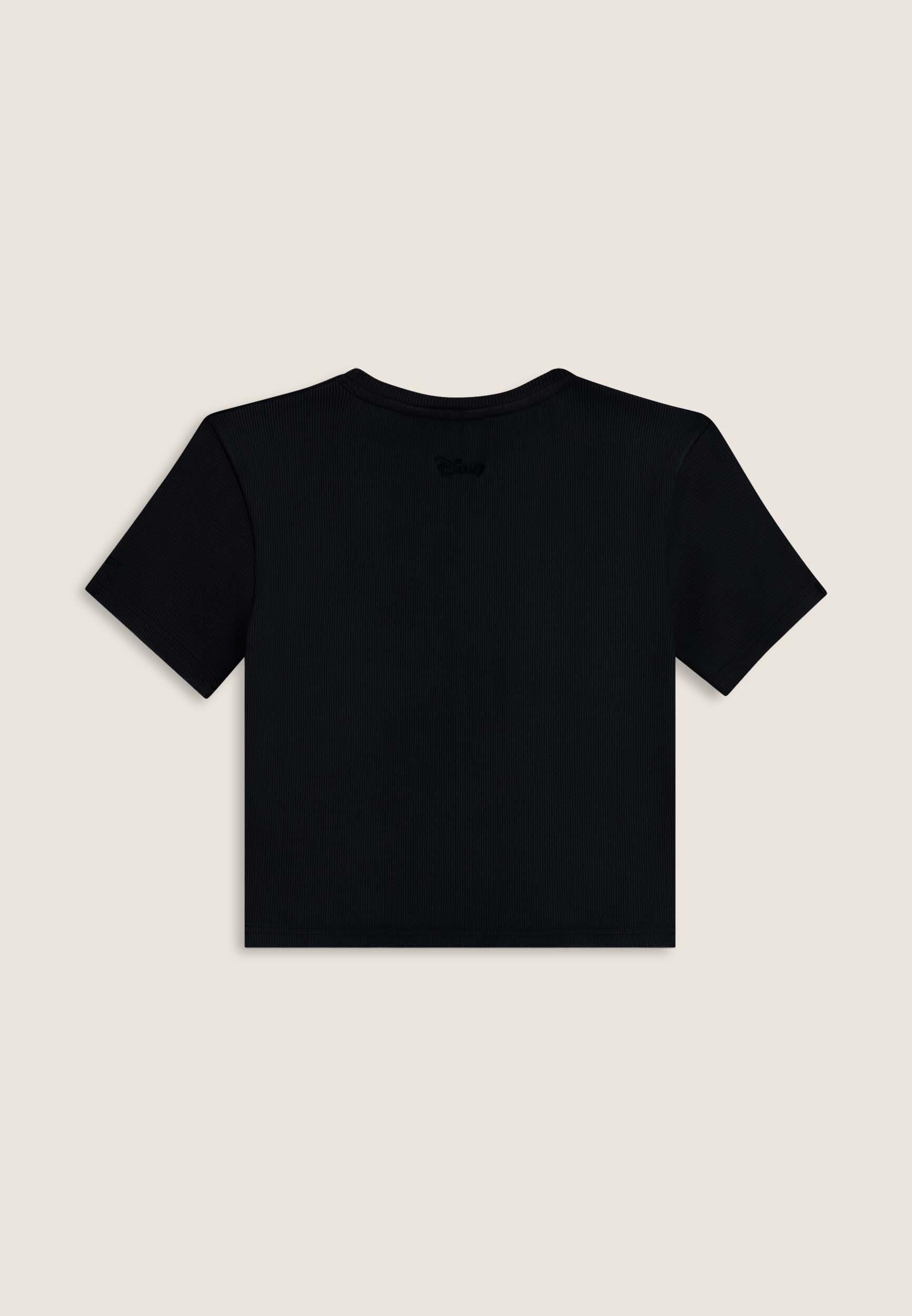 T-shirt cropped da donna in costina con ricami Disney 2/3