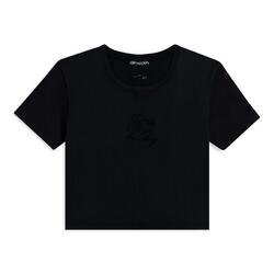 T-shirt pour femmes cropped côtelé avec broderies Disney