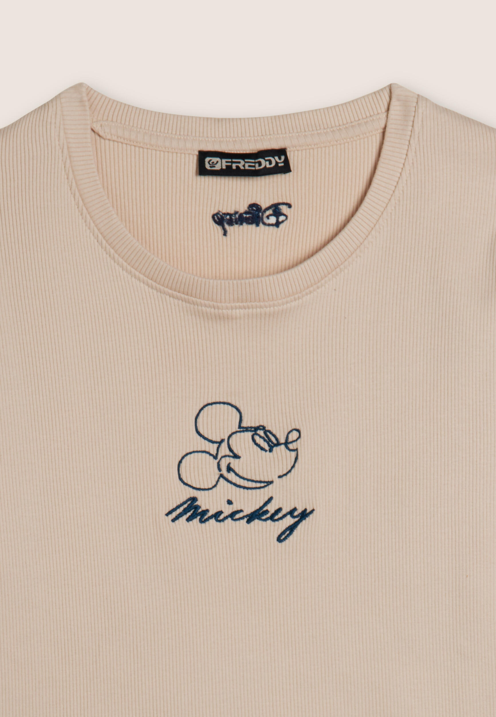T-shirt pour femmes cropped côtelé avec broderies Disney 3/3
